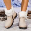 2025 Winter New Platform Mid-Heeled Boots Women's Comfortable Women's Boots Warm Cotton Boots Back Zipper Snow Boots Women's Women