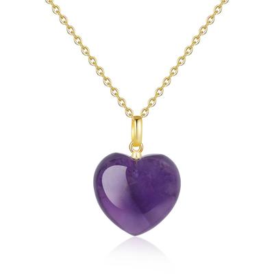 Маленькое ожерелье из аметиста Love Heart Power Stone для женщин