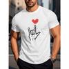 Мужская футболка ко Дню святого Валентина с надписью I Love You - Повседневная летняя футболка с коротким рукавом и круглым вырезом с красным сердцем и символом руки, дышащая, для повседневной носки