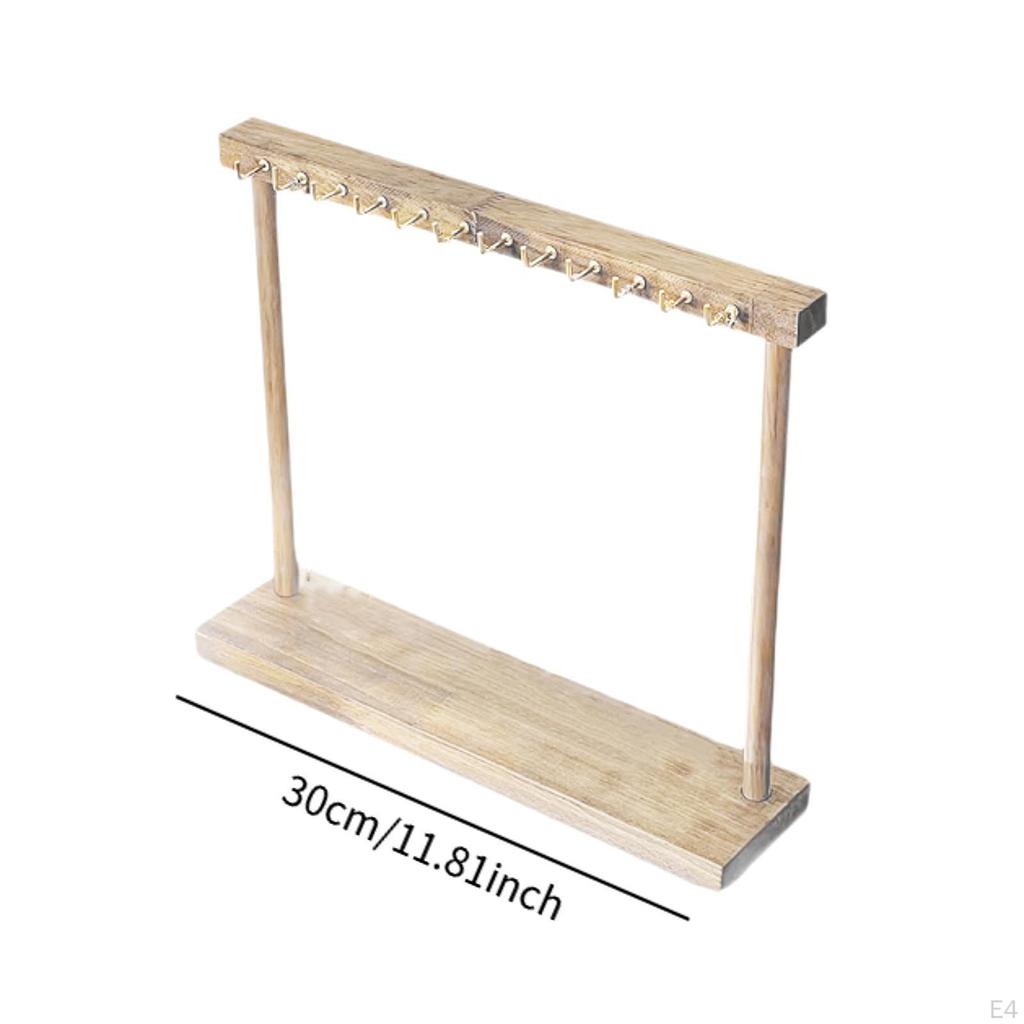 Decorative Wooden Jewelry Organizer, Simple Tabletop Necklace Holder, Stand for Girls And