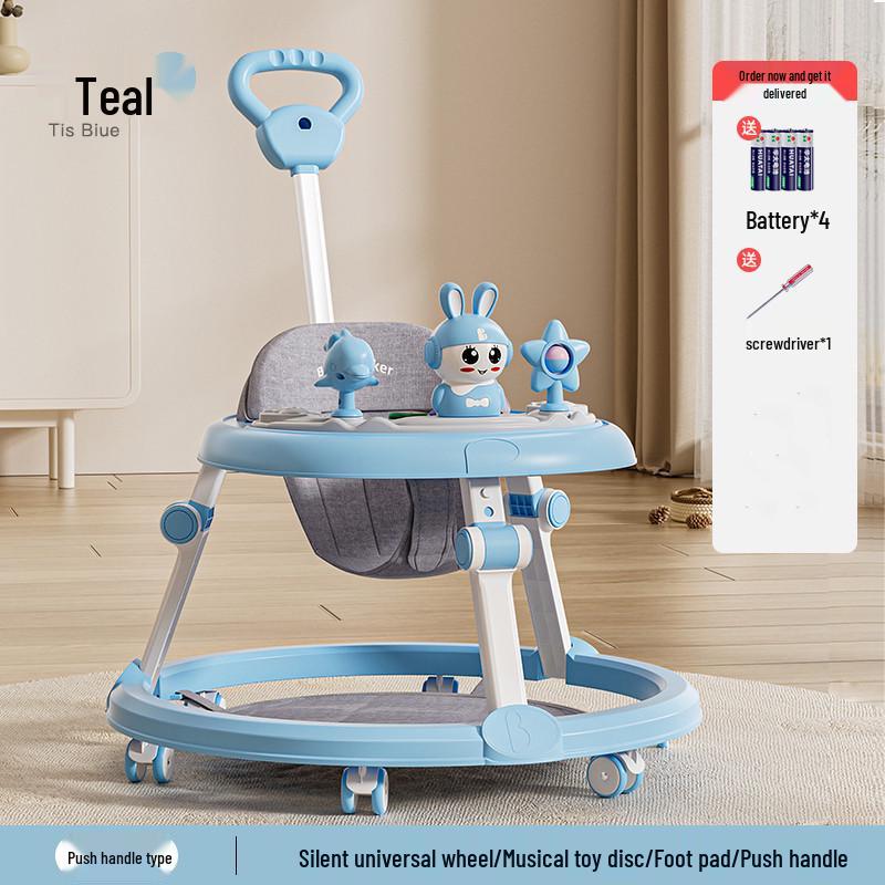 Многофункциональные детские ходунки с музыкой, легкие и складные для 6-18 месяцев, конструкция против опрокидывания