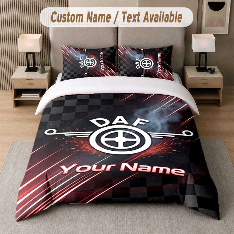 Custom Bedding Set DAF Pattern, Print Name Text 1 Duvet Cover plus 2 Pillowcases Home Textile