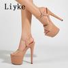 Fashion Liyke Size 35-41 Super High Heels For Women Cozy Black White Patent Leather Peep Toe Party Club Stripper Shoes Platform Pumps