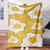 Fried Eggs On Yellow Background Seam Pattern Vector.-Themed Blanket - Comfortable Flannel Fabric Hypoallergenic Suitable for All S