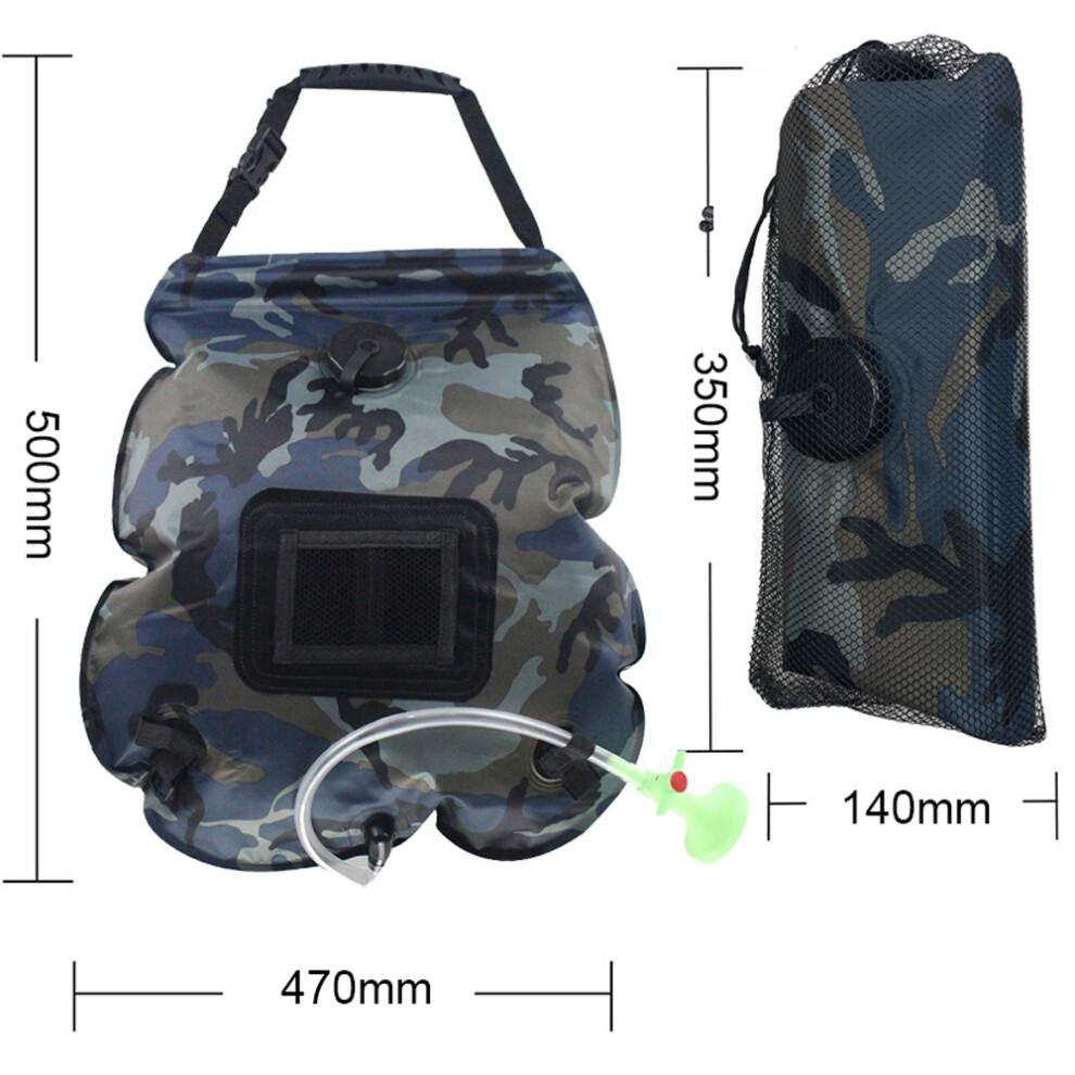 20L Portable Solar Shower Bag with Adjustable Showerhead for Camping & Outdoors