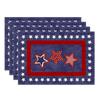 Blue Patriotic Red White Stars America 4th of July Memorial Day Independence Day Placemats Table Mats Decorations 12x18 Inch