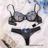 Floral Embroidered Mesh Push-up Lingerie Set for Women