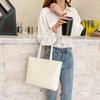 Large Capacity Solid Color Handbag Anti-splash Water French Underarm Bag Soft PU Tote Bag  Party