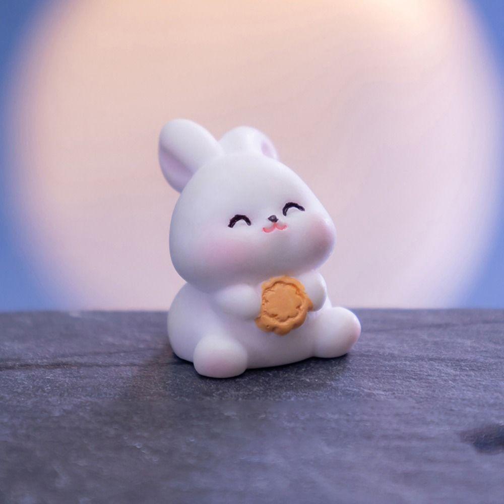 Chinese Style Bunny Micro Landscape Cartoon Bunny Statue Mooncake Rabbit Ornament  Fairy Garden