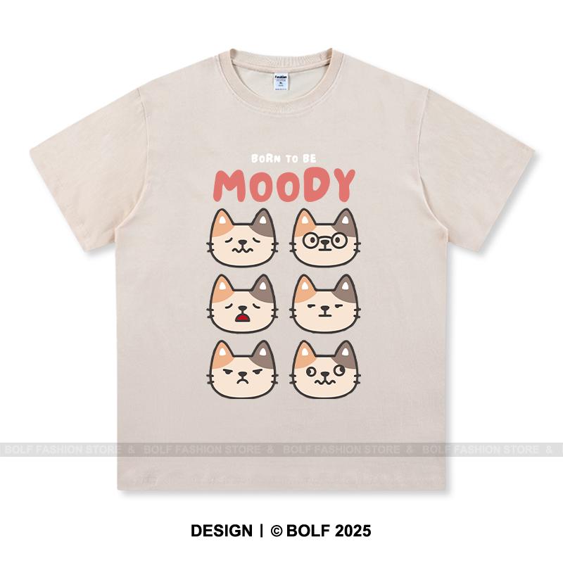 Женская футболка с принтом Born To Be Moody, 100% хлопок, свободные футболки с саркастическим принтом для мужчин, летние топы, уличная одежда в стиле эмо