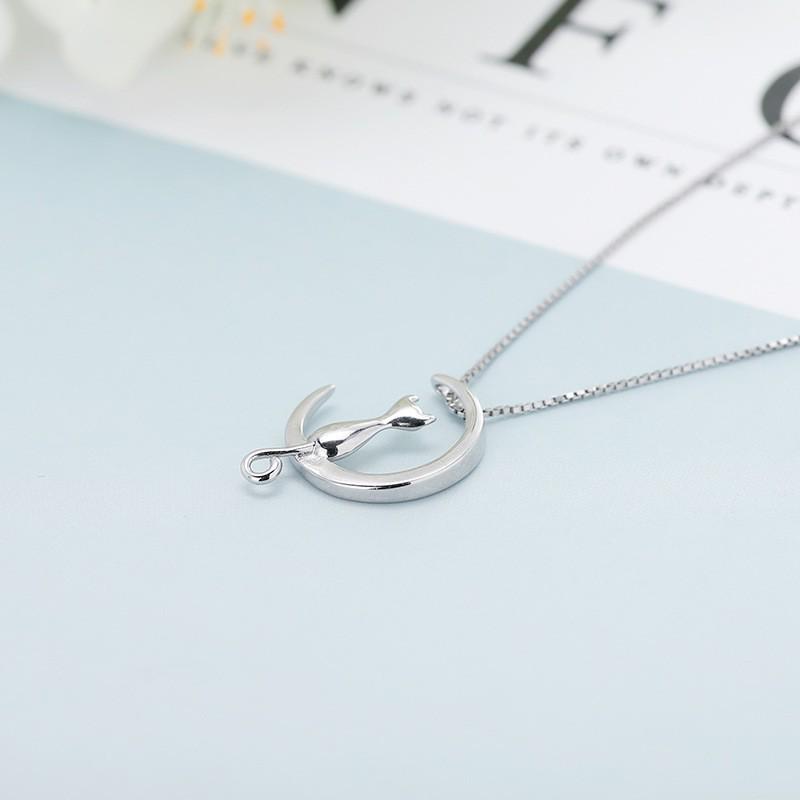 Корейское ожерелье с котенком-полумесяцем: Милая подвеска в виде кошки для женщин, простая и уникальная студенческая бижутерия