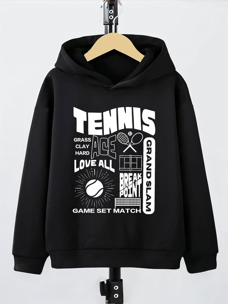 Children's Autumn/Winter Hooded Sweatshirt – Comfortable & Warm Athletic Top for Boys and Girls – Fun Graffiti Print