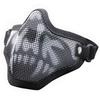 XSAJU Airsoft Face Mask, Half Mesh Mask with Metal Mesh Face Guard and Double Band (Black Skull (Double Band))