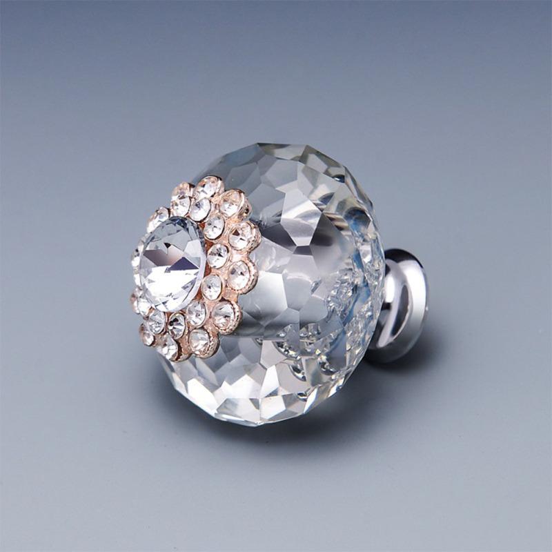40 мм роскошные хрустальные дверные ручки из цинкового сплава, тянущая ручка для ящика шкафа, шкафа, кухонной двери