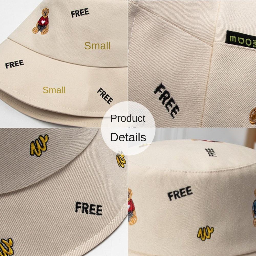 Little Bear Fisherman Hat Bear Print Sunshade Bucket Hat Leisure Flat Top Cap Men