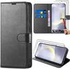 Case - Efconnection - for Samsung Galaxy S24 Plus - Black PU Leather - 2 Tempered Glasses - Magnetic Closure