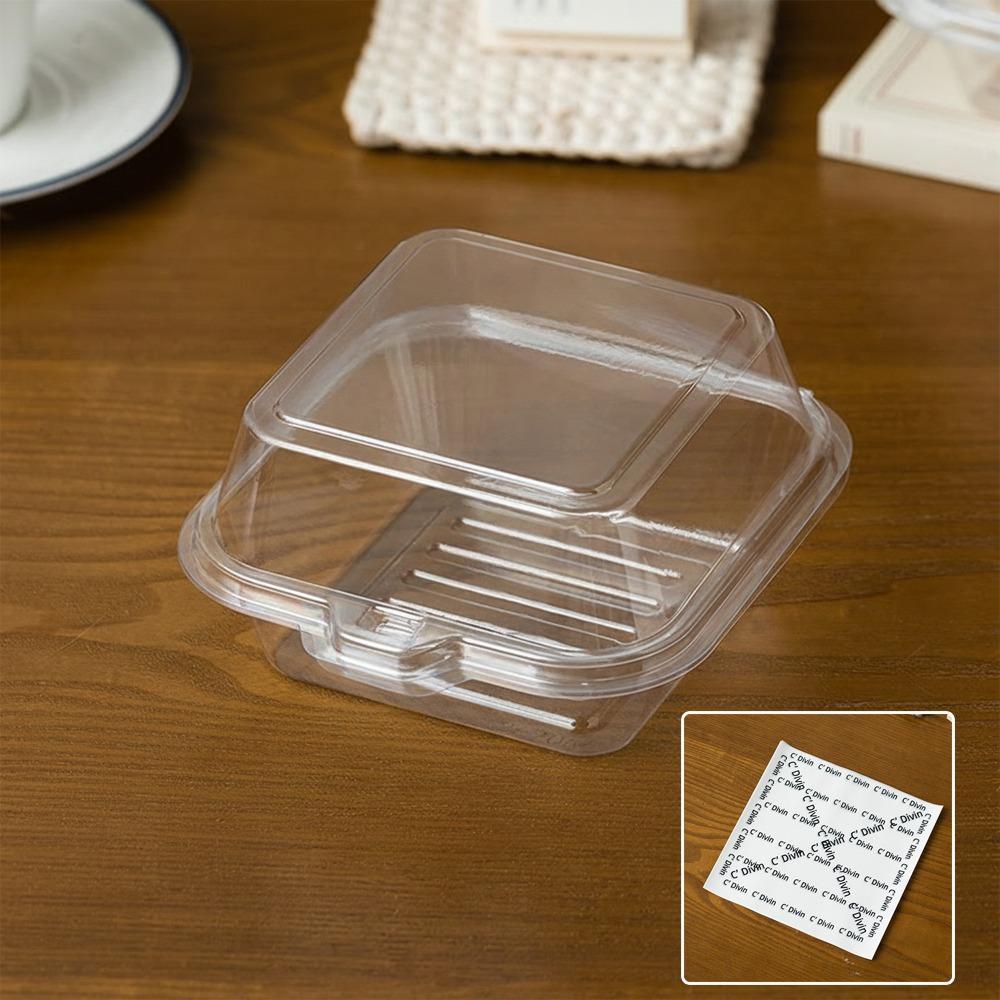 10pcs Simple Plastic Cake Takeout Box Transparent with Lids Cake Packing Box Disposable Dessert Boxes Tiramisu