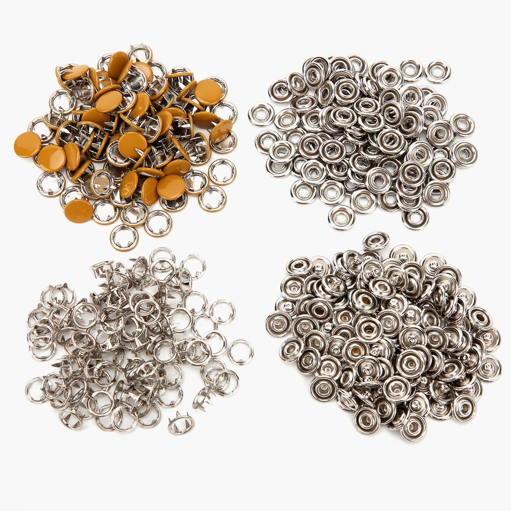 100 Set Snap Button Colorful Brass Prong Press Stud Sewing Fasteners with Installation Tool