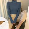 Женские вязаные топы с высоким воротником, с длинным рукавом, однотонные, базовый свитер, прилегающего кроя, вязаные пуловеры, осенне-зимняя одежда