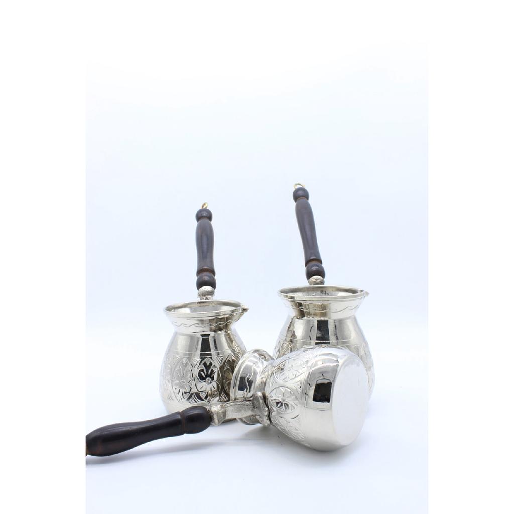 Медный кофейник ручной работы с анатолийским узором Серебряный цвет Медный кофейник из 3 предметов