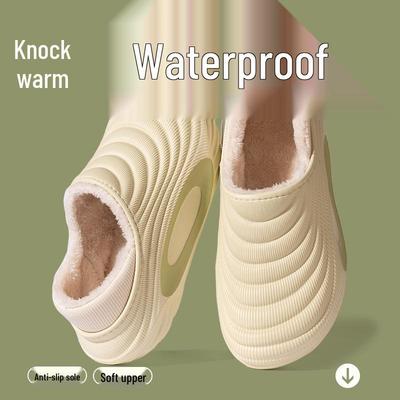 Мужские и женские плюшевые зимние хлопковые тапочки 2025 года с толстой мягкой подошвой