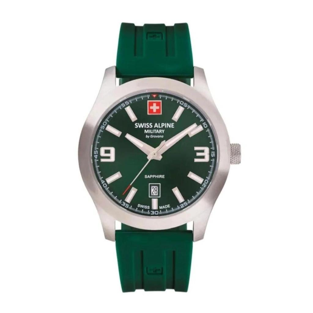 Swiss Alpine Military Combat Pro Каучуковый ремешок Зеленый циферблат Кварцевые 7056.1834 100М Мужские часы
