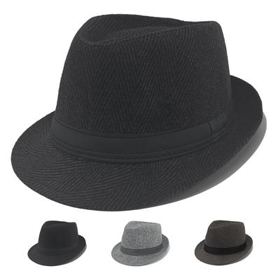 Мужской цилиндр из фланелевой ткани в клетку, теплая шляпа для среднего и пожилого возраста, джазовая шляпа, повседневный стиль цилиндра