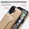 For iPhone 16 Magnetic Case Leather Back Phone Cover with Detachable Card Bag - Gold