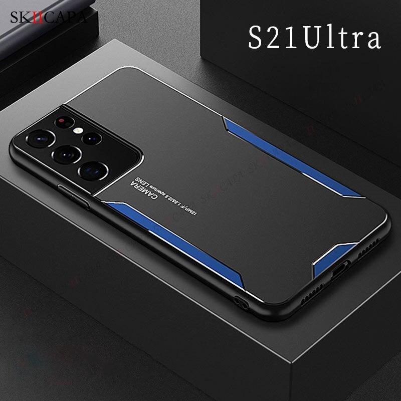 Роскошный алюминиевый матовый металлический панельный чехол для Samsung Galaxy S24 S23 S22 Ultra S21 Plus S20 FE A55 A54 A53 тонкий силиконовый чехол для телефона