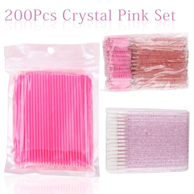 200 шт., кисти для ресниц, одноразовые тампоны, микрокисть для губ, кисть для бровей, тушь для ресниц, палочка, аппликатор, аксессуары для ресниц