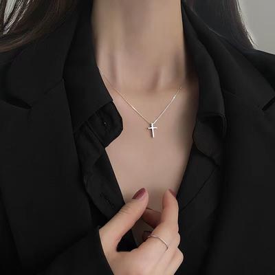 Ожерелье Золотая Серебряная Цепочка для Женщин Крест Кулон Колье Простые Аксессуары Ювелирные Изделия