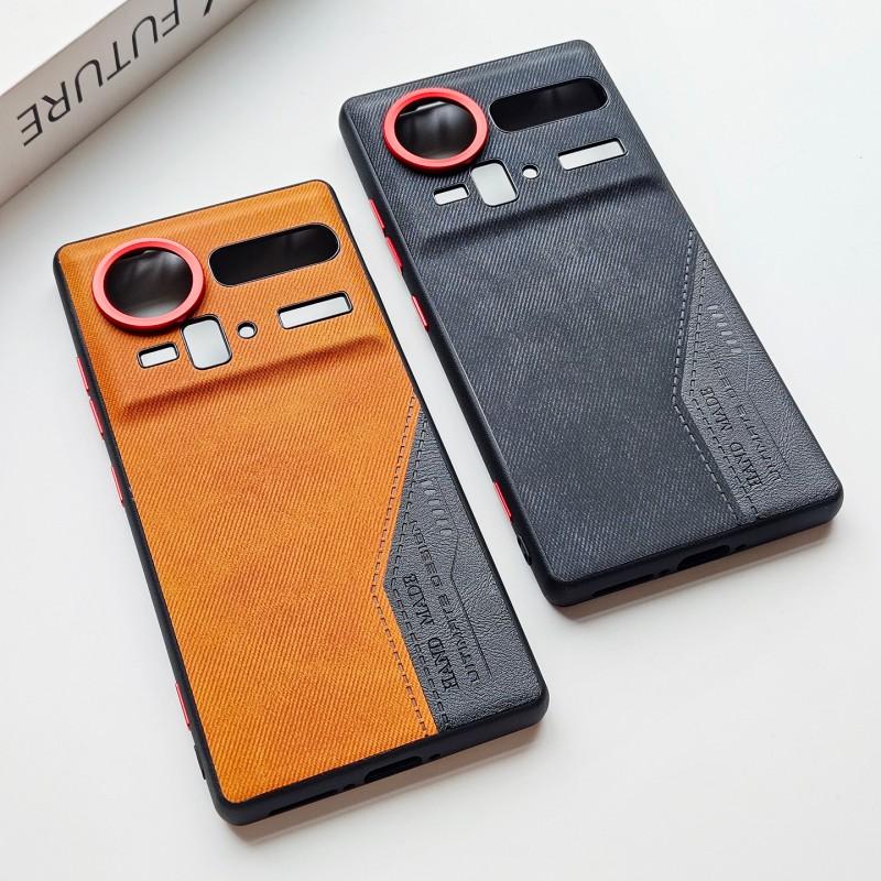 Чехол для телефона ZTE nubia Z80 Ultra, джинсовый стиль, дизайн с кожаной текстурой, двухцветная прострочка, ударопрочный и устойчивый к падениям