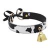Fashion Leather Choker Cow Print Adjustable Bell Collar Bow Necklaces
