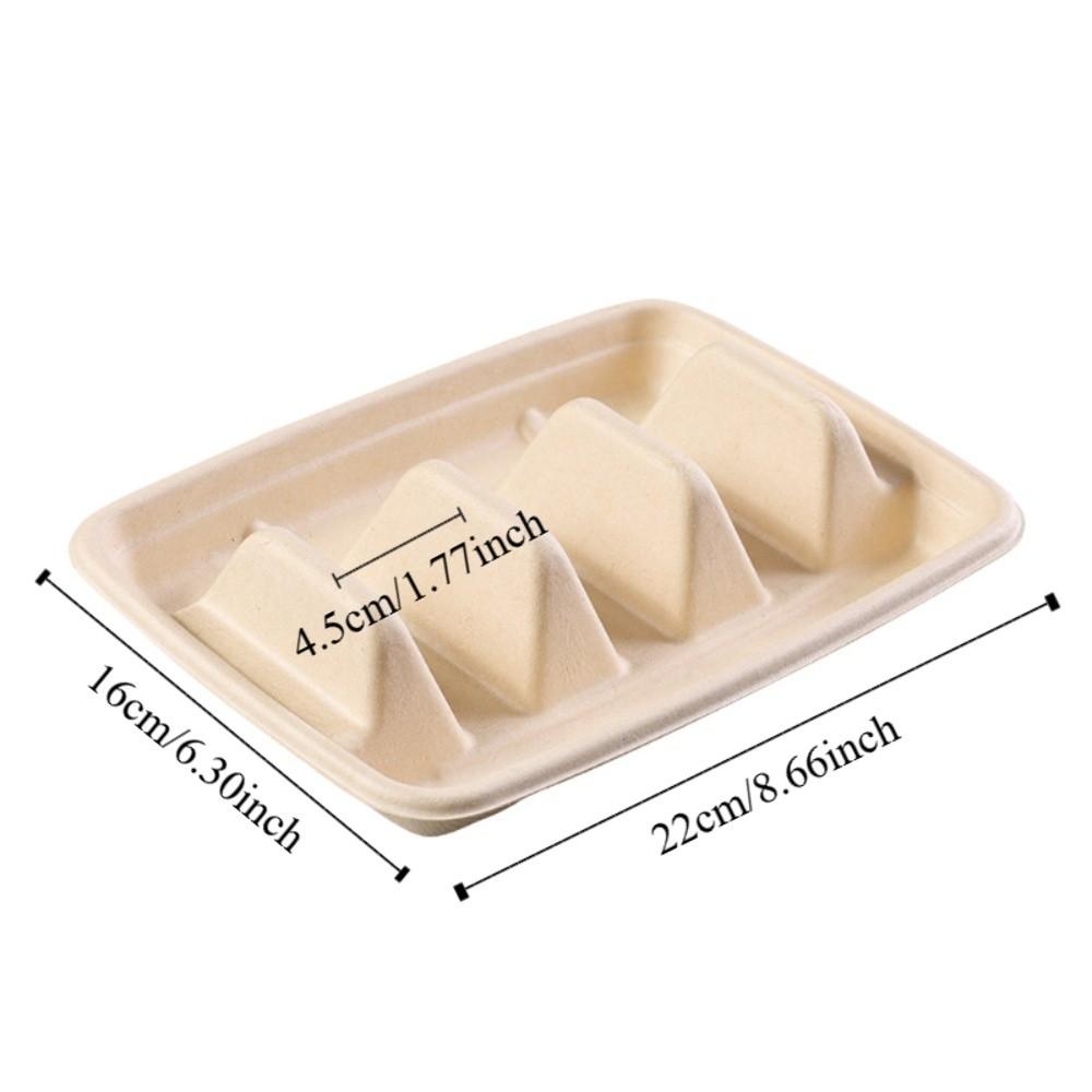 50Pcs Biodegradable Taco Holder 3 Compartments Taco Serving Tray Disposable Taco Plates Restaurant