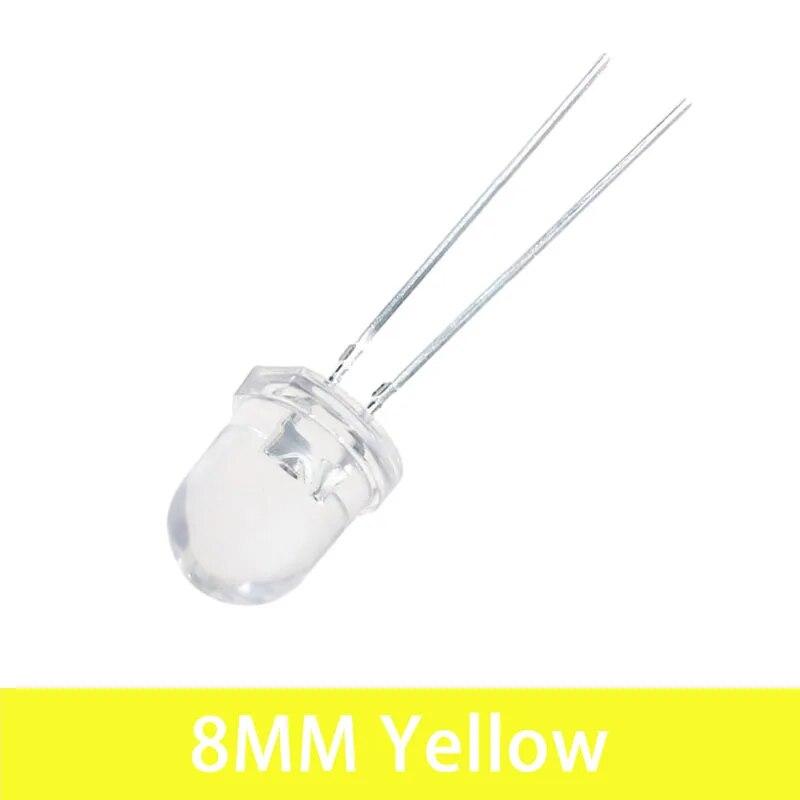 20 шт. прозрачный светодиодный диод 8 мм белый красный желтый синий зеленый светодиодный светодиод электронный компонент