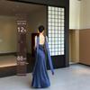 VENUIE French-Style Halter Neck Evening Gown - Women's Light Formal Party Dress