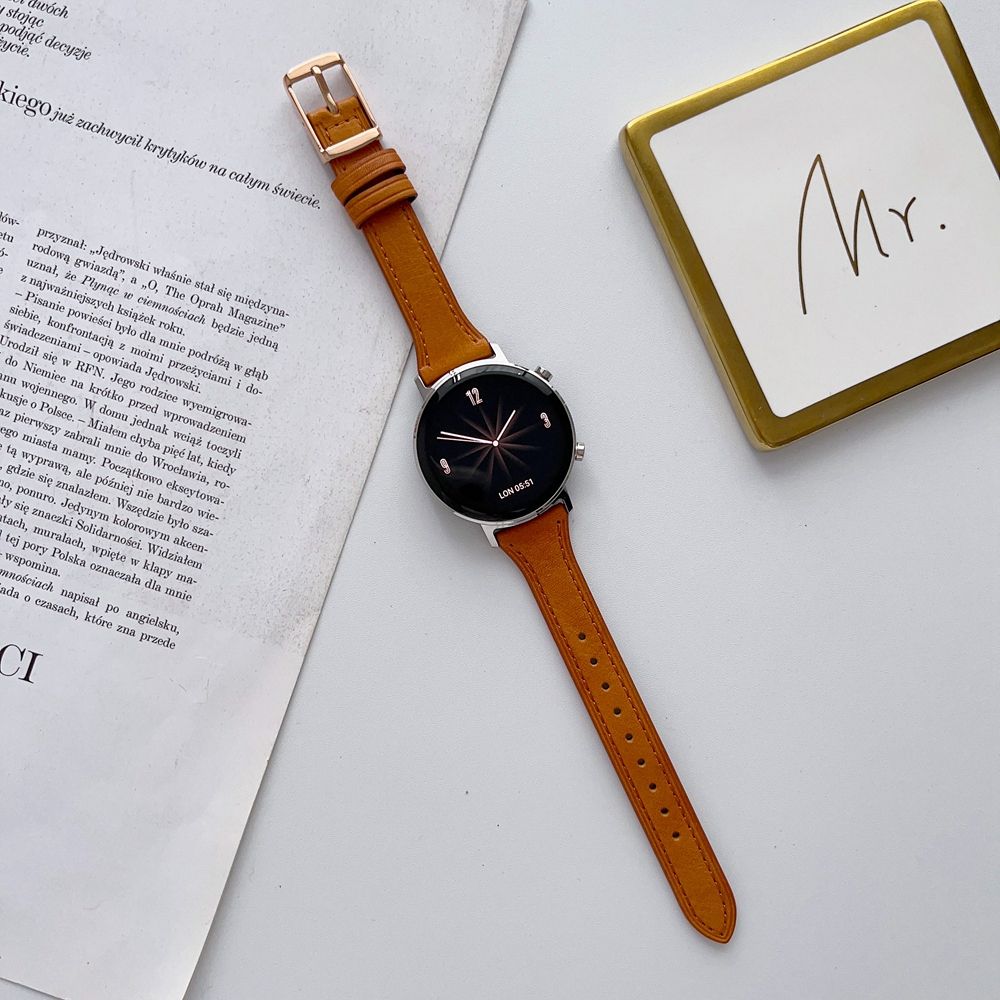 Универсальный ремешок для часов из натуральной кожи 20 мм 22 мм, элегантный удобный прочный ремешок для часов, аксессуар для часов, совместимый с Samsung, Huawei, Amazfit и т. д.