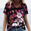 Верхняя женская футболка с цветочным принтом, женская футболка больших размеров, дизайнерская женская одежда, большие футболки с короткими рукавами, блузка