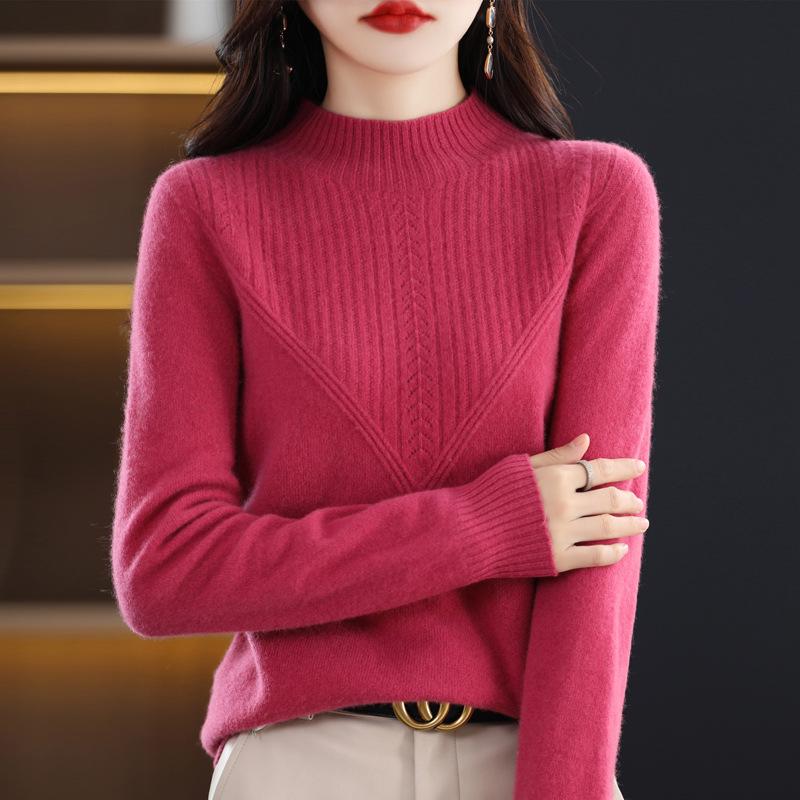 Women's 2023 New Fashion Wool Sweater - Spring & Autumn Solid Color Loose Knitwear