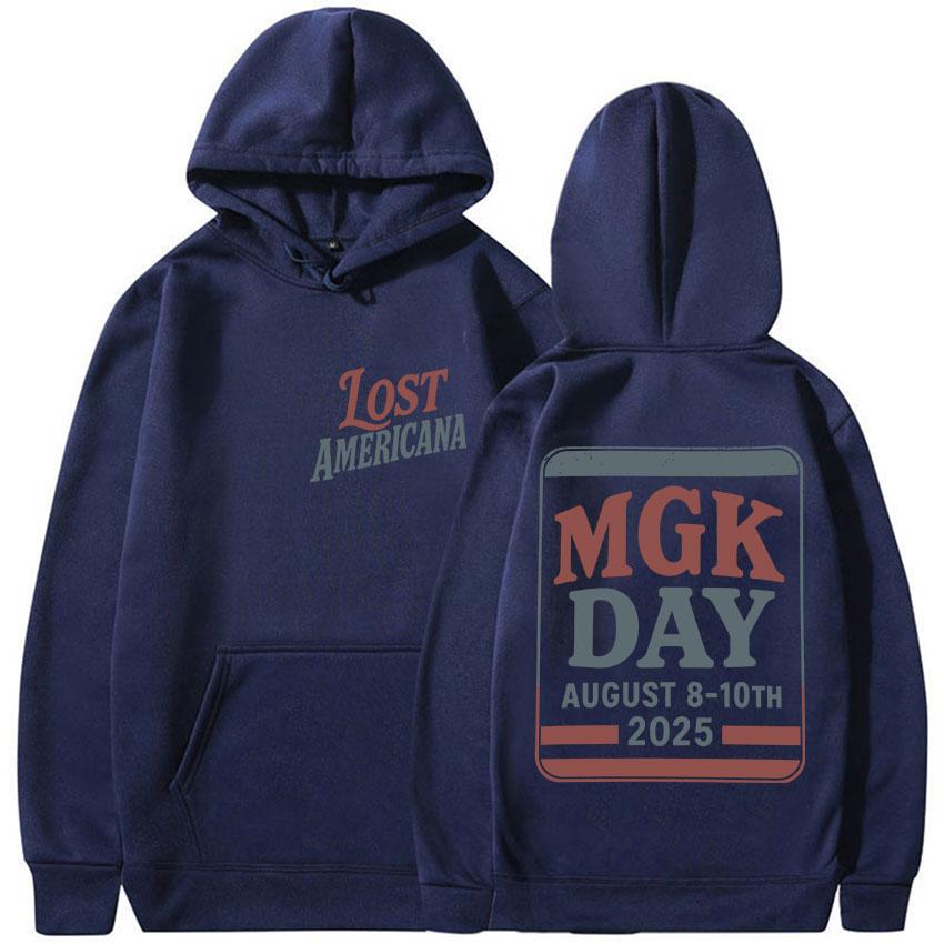 Толстовка с графическим принтом MGK Day Lost Americana Tour 2025 Мужская Винтажная Эстетика Лонгслив Свитшот Унисекс Модная Оверсайз Толстовка