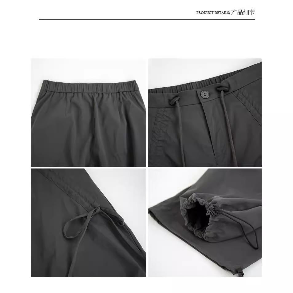 American Overalls Women's Spring and Autumn Hiking Pants High Waist Retro Loose Wide-leg Bow Casual Sports Cargo Pants