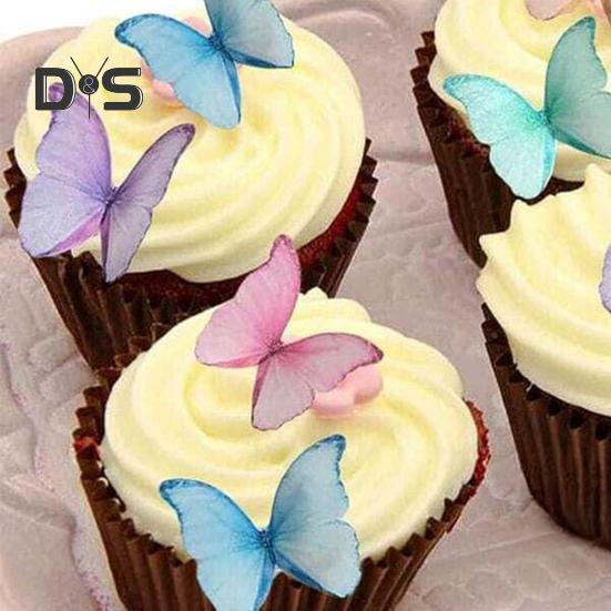 40/48 шт. украшения для торта вафельные бумажные цветы украшения для торта съедобные бабочки цветы украшения для кексов аксессуары для вечеринки по случаю дня рождения