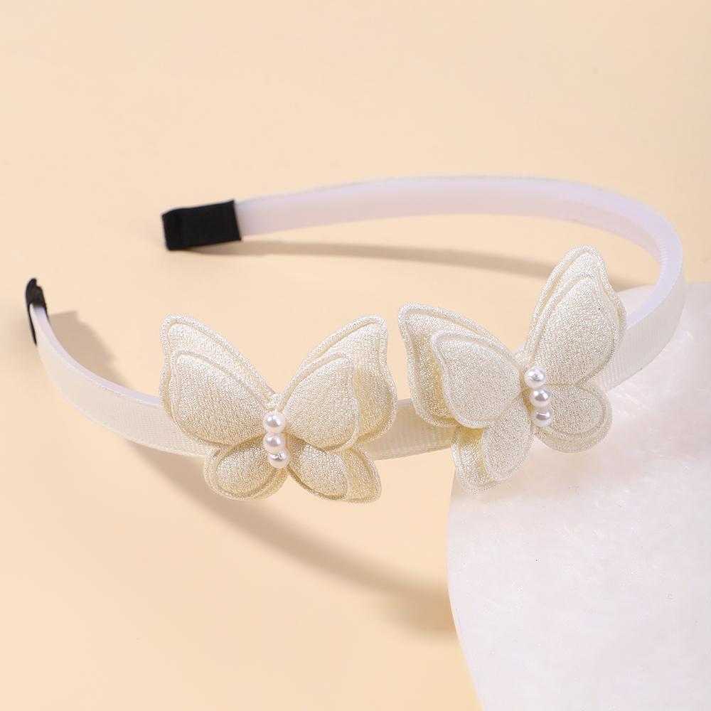1PC Exquisite Butterfly Hairband Simulated Pearl Children's Hair Hoop Daily Hair Binding Lovely Girl Accessories Gift