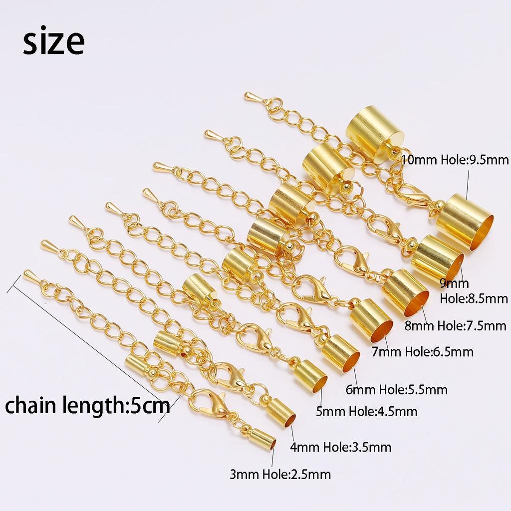 10pcs/lot Tassel Leather Cord End Tip Caps Extending Chain Lobster Clasps Connectors For DIY Necklace Jewelry Making Findings