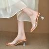 Туфли на шпильках женские туфли-лодочки из цельной кожи слипоны Fishmouth High Heels женские туфли летние прозрачные женские шлепанцы