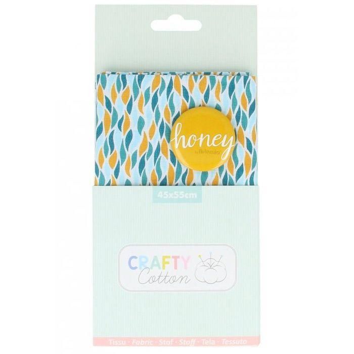 Coupon de tissu coton Crafty cotton - Flammes géométriques - Fond Blanc - 45 x 55 cm
