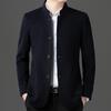 Мужская шерстяная куртка Чжуншань с воротником-стойкой: Деловой кэжуал костюм для среднего и пожилого возраста