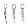 For Men Titanium Steel Tassel Punk Cross Korean Hoop Earrings Women Earrings Drop Dangle Earrings