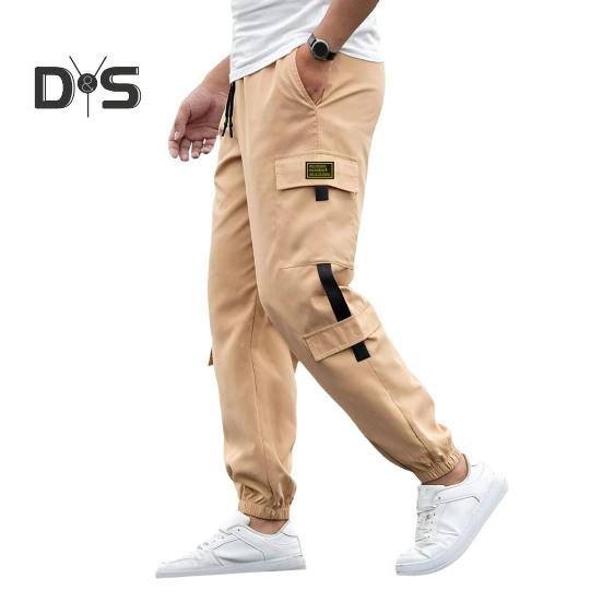 Мужские брюки-карго с несколькими карманами, в уличном стиле, с резинкой на щиколотке, в стиле ретро, с эластичной резинкой на талии для повседневной носки на открытом воздухе и на работе