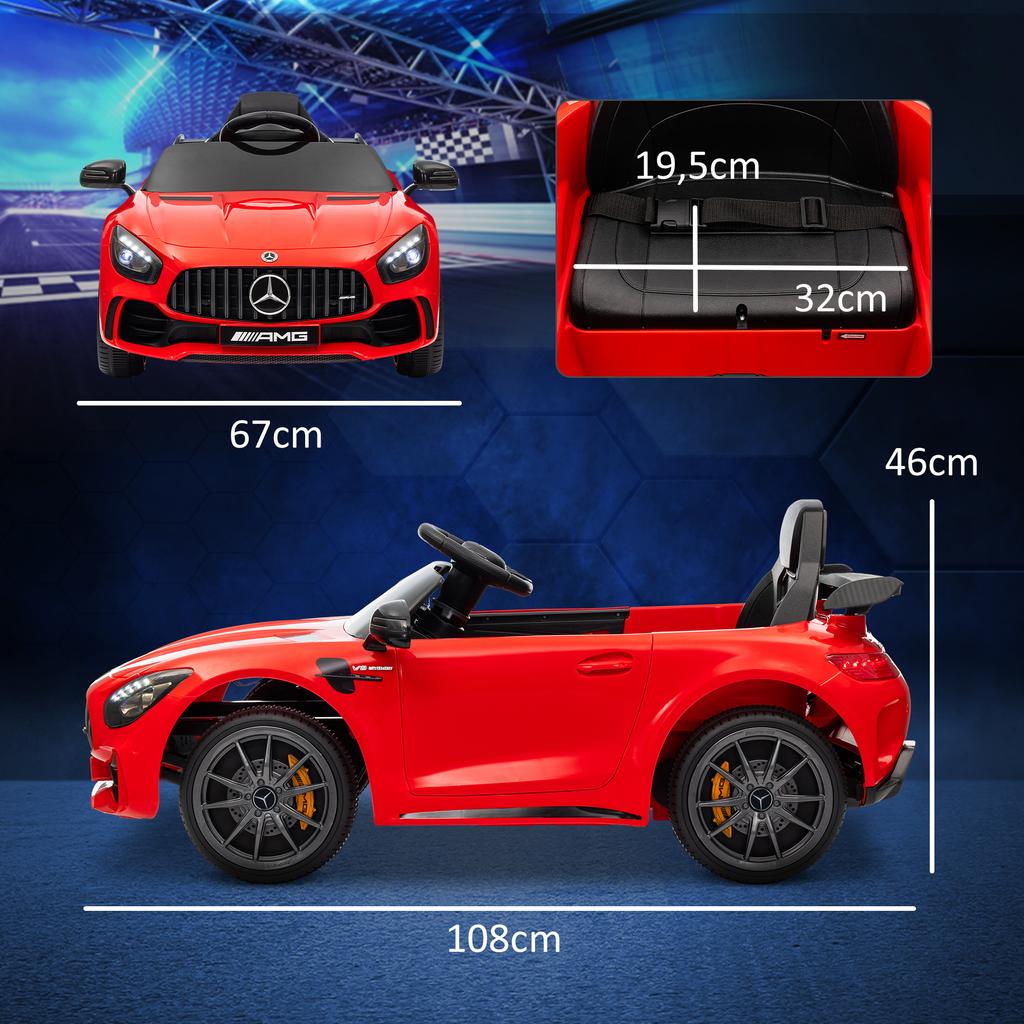 Electric Kids' Car, Mercedes, 3-5 km/h, Remote Control, Light & Music, Red